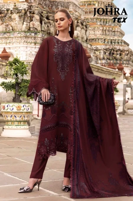 Johra Tex 189 C And D Rayon Cotton Embroidery Pakistani Salwar Kameez
